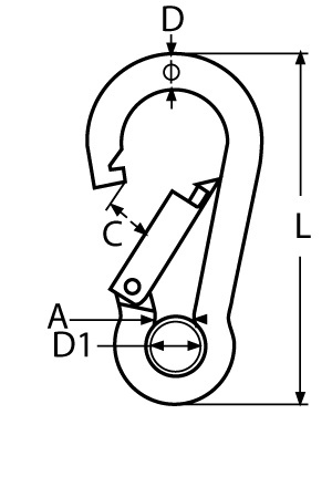 AS Snap hook with eyelet 4X40 AS Snap hook with eyelet 4X40