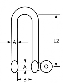 AS Straight D-shackle, long with captive pin 10