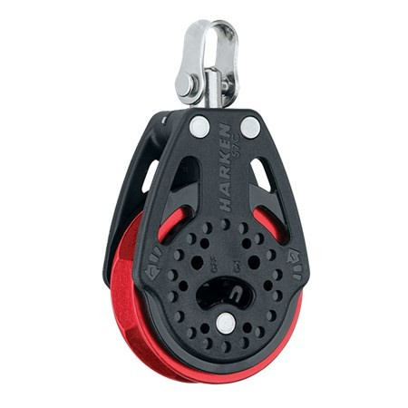 Harken 57mm Ratchet Block - Swivel, Red Sheave