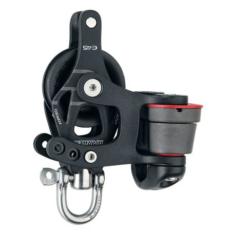Harken 45mm Aluminum Element Block — Swivel, Becket, Cam Cleat Harken 45mm Aluminum Element Block — Swivel, Becket, Cam Cleat