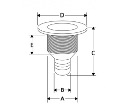 Lalizas Przejście burtowe fi 3/4'' L 81mm wąż 19mm