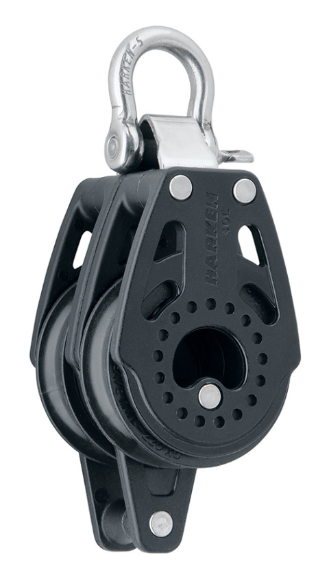 Harken Carbo 40mm double block with fixed head and shackle.