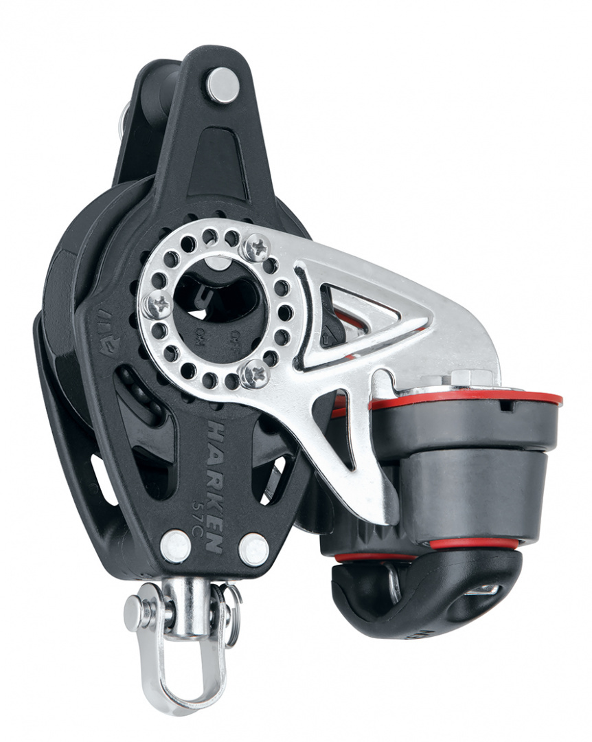Harken 57mm Ratchet Block — Swivel, Becket, Cam Cleat Harken 57mm Ratchet Block — Swivel, Becket, Cam Cleat