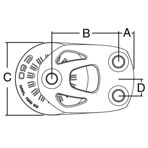 Harken Blok element 80mm leżący Harken Blok element 80mm leżący